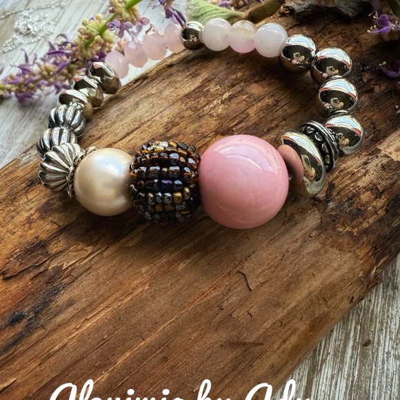 PINK JADE MAXIMALIST BRACELET - Picture 1 of 2